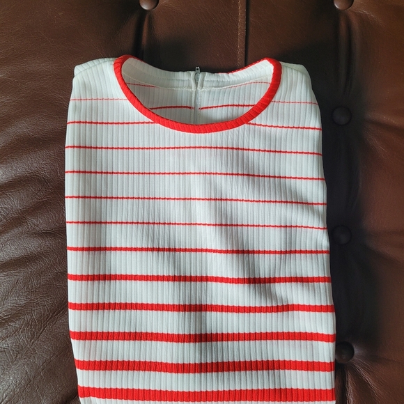 Mod red and white striped tank top - vintage, size large - Picture 4 of 5